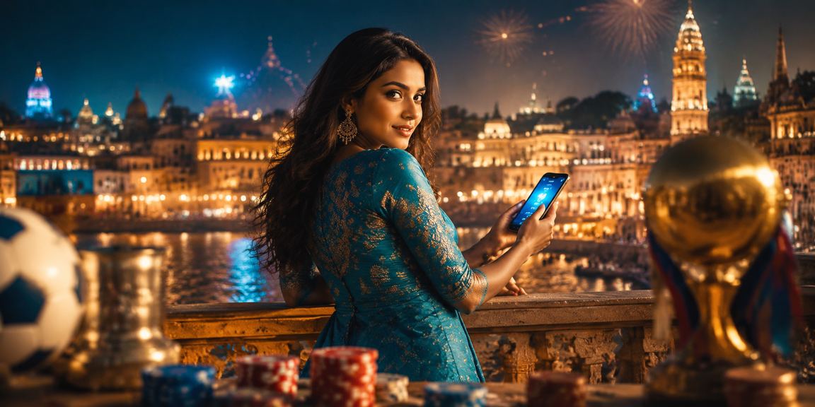 Indian woman enjoying online betting responsibly at home